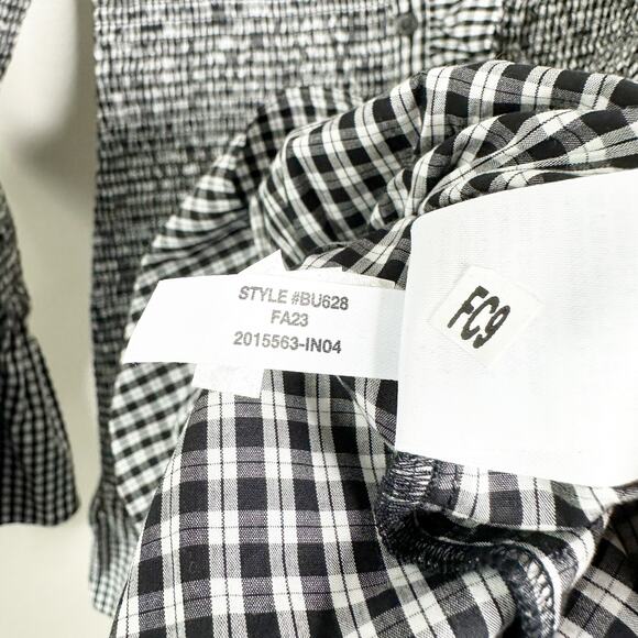 J Crew Black White Smocked Gingham Mini dress Ruffle Sleeves Small NEW - Picture 8 of 8